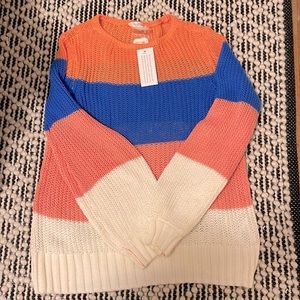 NWT Candace Cameron Bure Stripe Open Stitch Summer Sweater